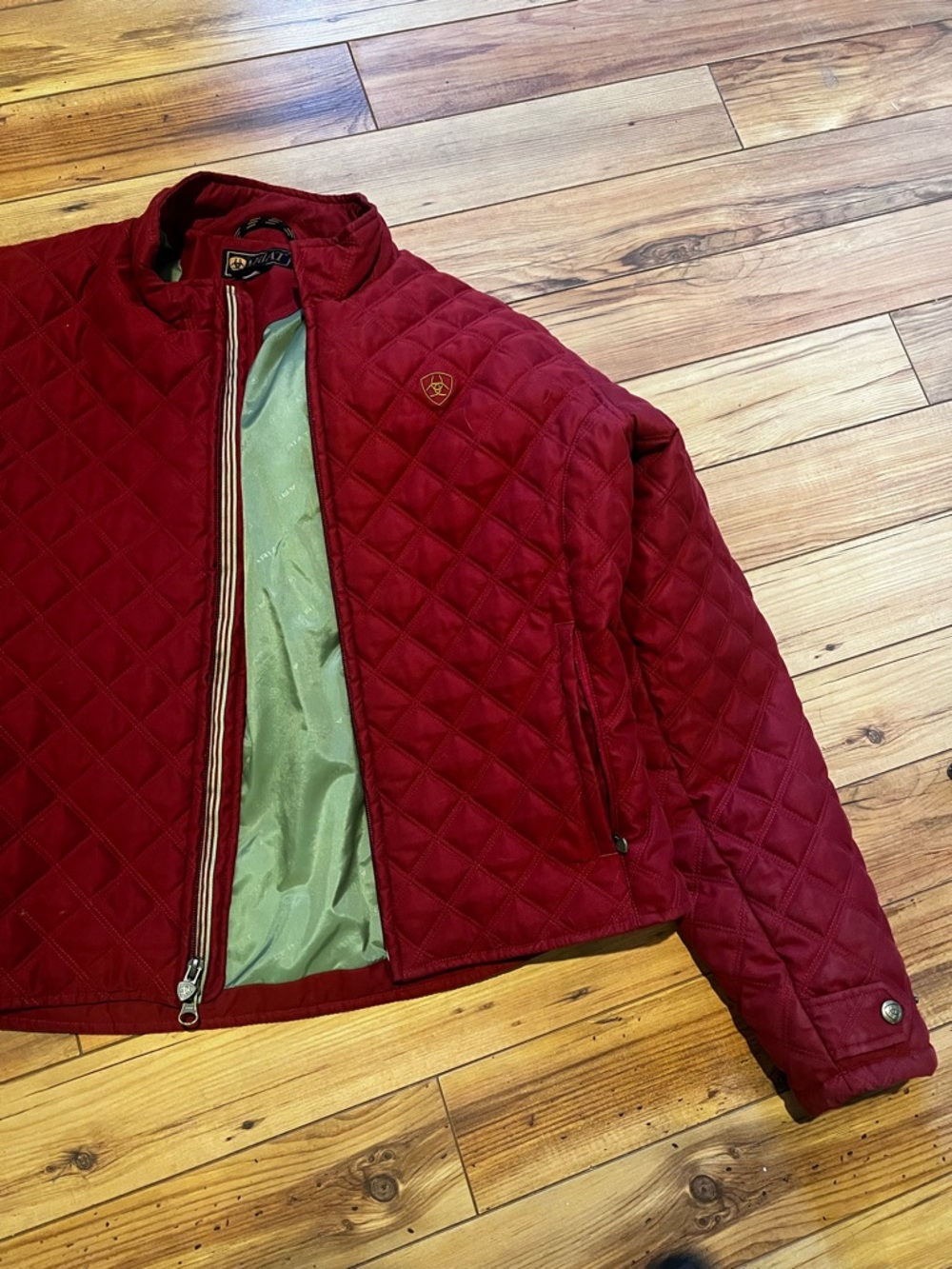 Ariat Red Quilted Mid Weight Jacket | Red with Contrast Lining